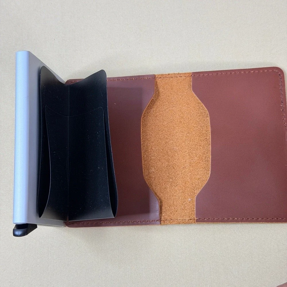 NEW Safecard RFID Pop Up Wallet Mens OS Brown New Leather Minimalist Card Holder